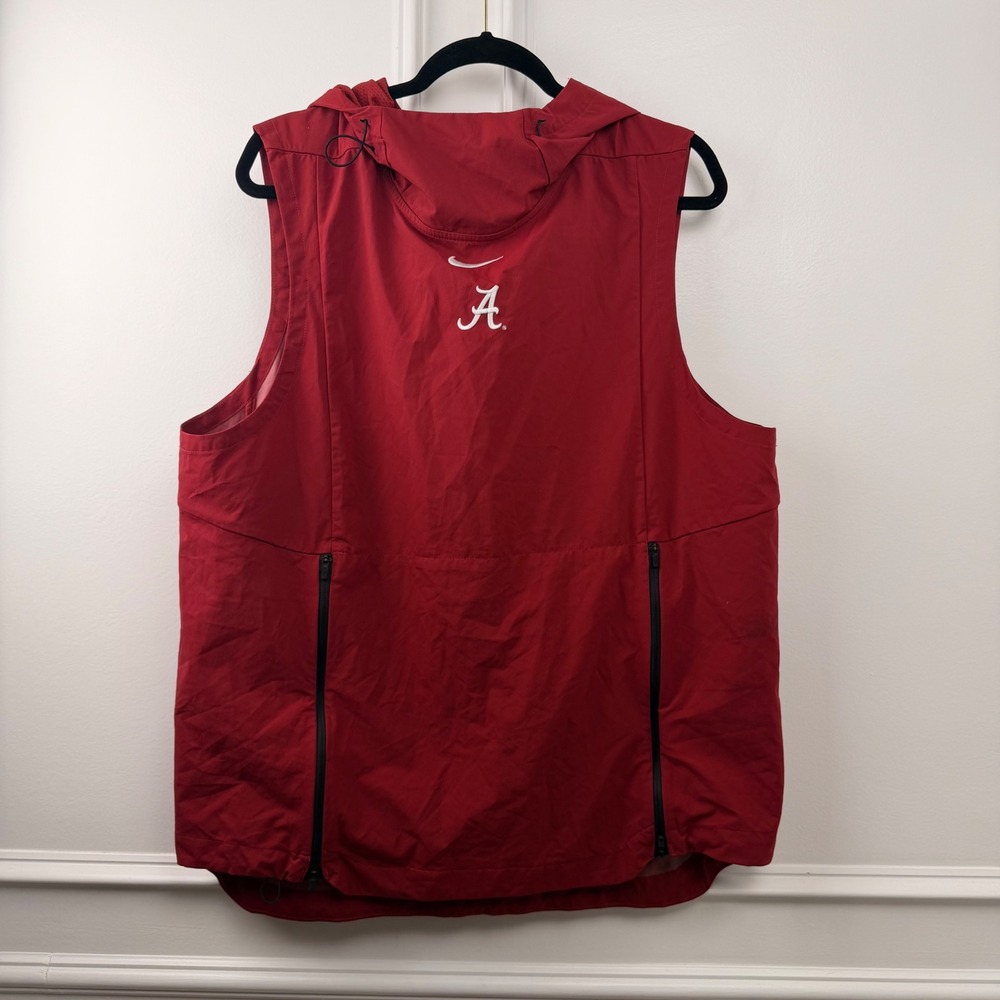 Nike Alabama Crimson Tide Dri-FIT Hooded Vest Mens Large Red Training Jacket L